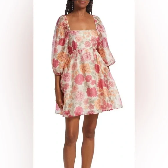 Kivari Floral Mini Dress - Pink and Orange - Picture 4 of 15